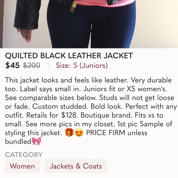 VEGAN LEATHER  QUILTED JACKET - Picture 4 of 4
